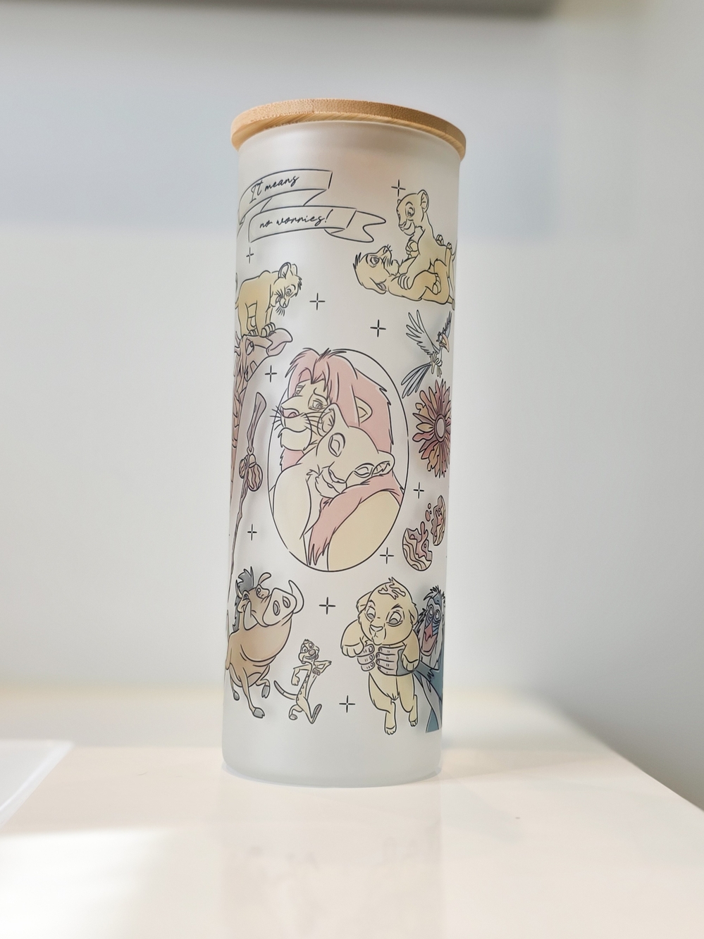 Lion King Frosted Glass Tumbler with Bamboo Lid - Disney Themed